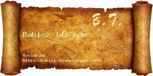 Babicz Tünde névjegykártya